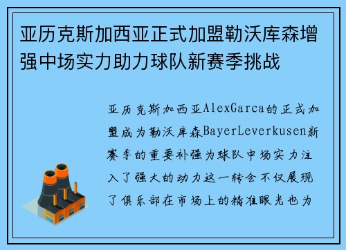 亚历克斯加西亚正式加盟勒沃库森增强中场实力助力球队新赛季挑战
